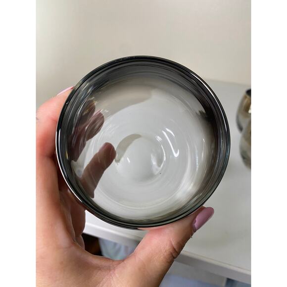 Vintage Vitreon Queens Lusterware Roly Poly Whiskey Glasses Silver Fade - Picture 3 of 4